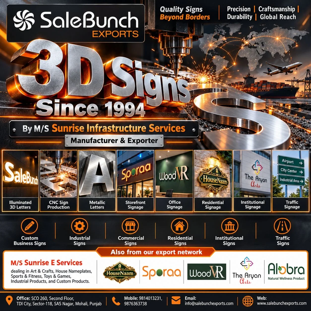 Precision CNC-manufactured 3D metal signage
